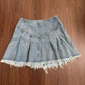 Free People Denim Frayed Hem Skirt